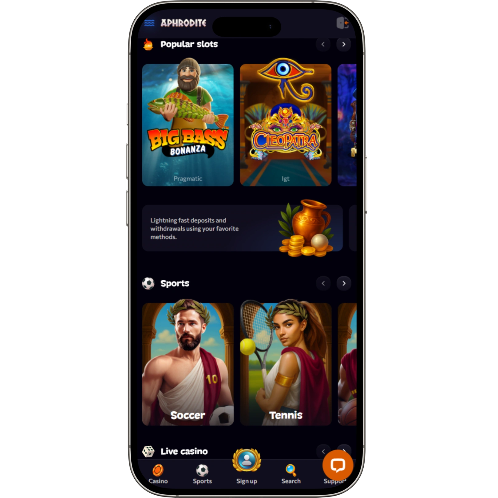 Mobile Use at Aphrodite Casino